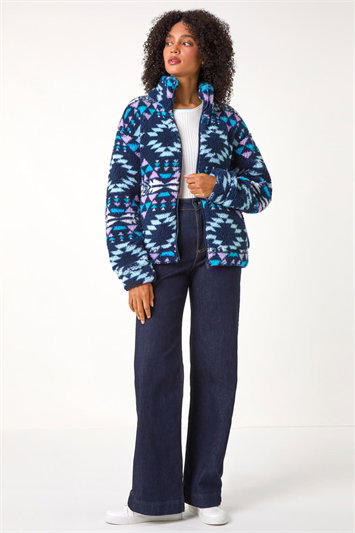 Nordic Print Funnel Fleece Jacket 15033954