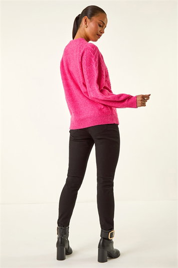 Petite Cable Knit Embellished Jumper 16313672