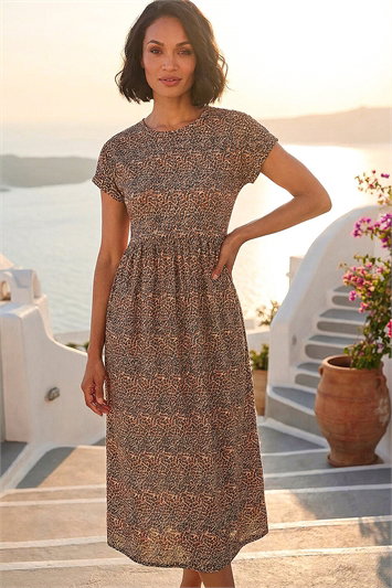 Dusk Leopard Print Midi Stretch Dress 14821607