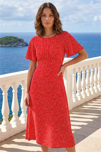 Petite Polka Dot Midi Dress 14908878