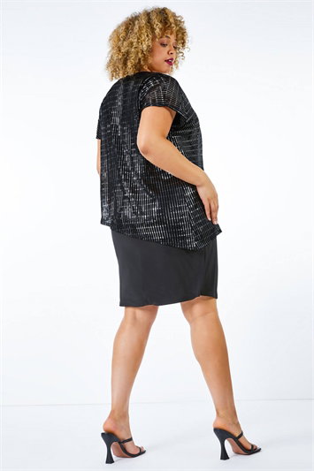 Curve Asymmetric Shimmer Overlay Dress 14177908