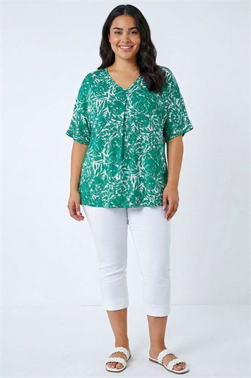 Curve Abstract Print V-Neck Top 19502234