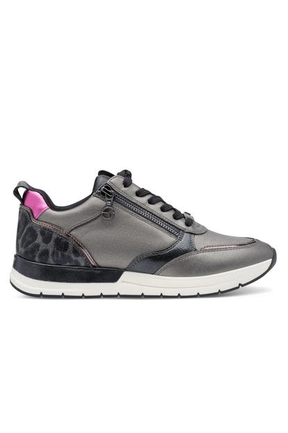Metallic Tamaris Womens Pewter Pink Zip Sneakers