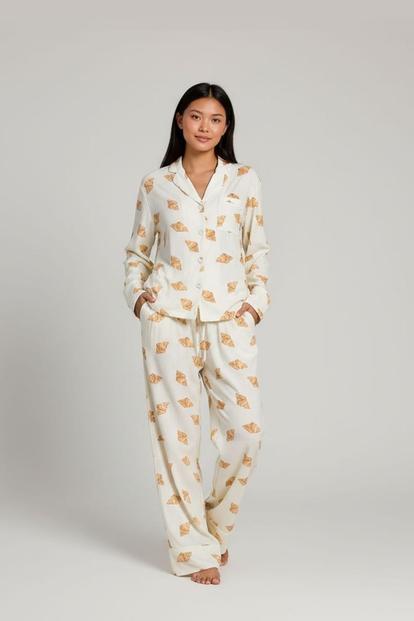 Cream Croissant Pointelle Pyjama Trouser Set
