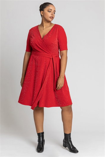Curve Shimmer Wrap Dress 14218278