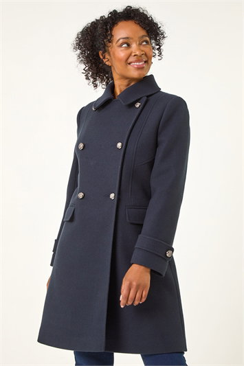 Petite Double Breasted Military Coat 12023060