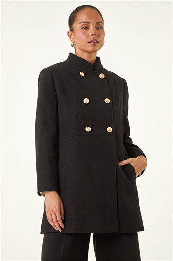Petite Military Buttoned Coat 12037708