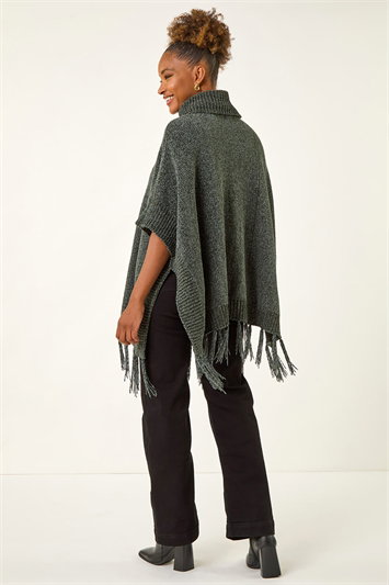 Tassle Trim Knit Poncho 16204528