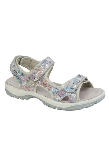 Grey Floral Leather Sports Sandals