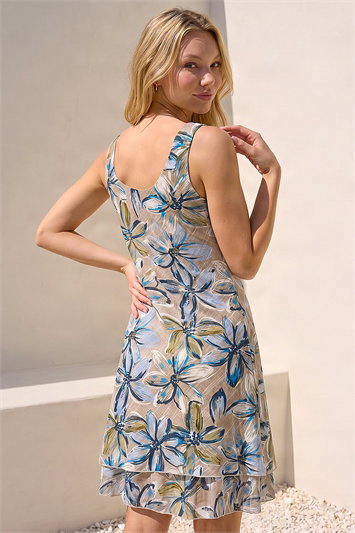 Floral Print Double Layer Dress 14844844