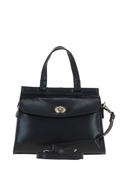 Black Medium Real Leather Grab Bag