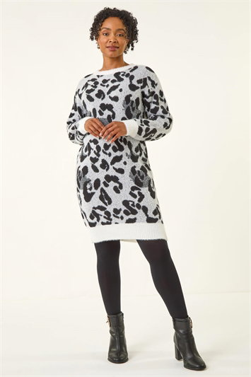Petite Animal Print Knitted Dress 14787336