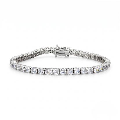 Metallic Sterling Silver Tennis Bracelet - 4Mm