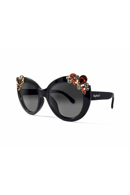 Black Ruby Rocks Ladies 'Dubai' Gem Detail Sunglasses In Black
