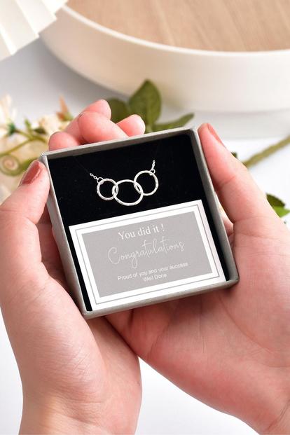 Metallic Congratulations Gift Silver Circles Necklace