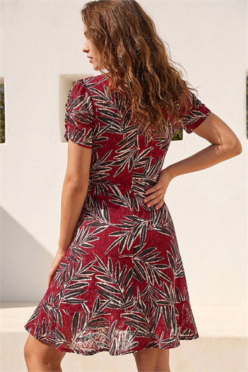 Petite Leaf Lace Ruched Dress 14849578