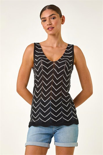 Longline Zig Zag Knit Vest 16194408