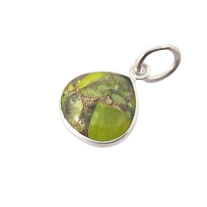 Green Silver Peridot August Birthstone Heart Charm Pendant