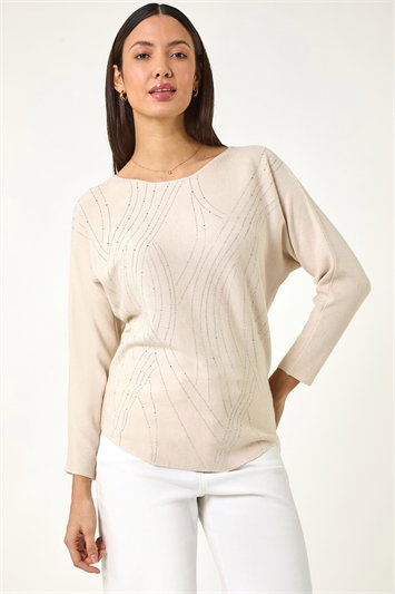 White Swirl Embellished Knit Jumper