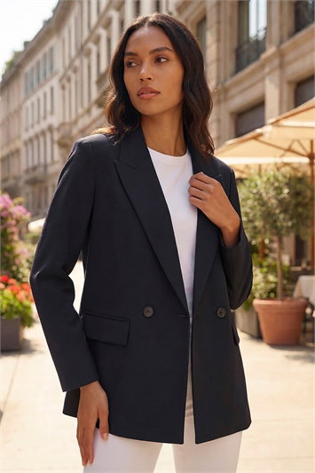 Black Premium Stretch Ponte Blazer