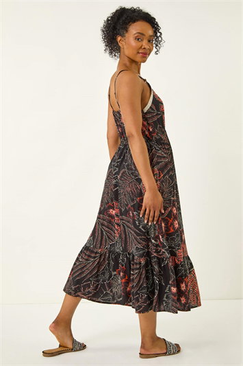 Petite Abstract Leaf Crochet Trim Dress 14759508