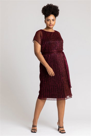 Curve Metallic Plisse Midi Dress 14196678
