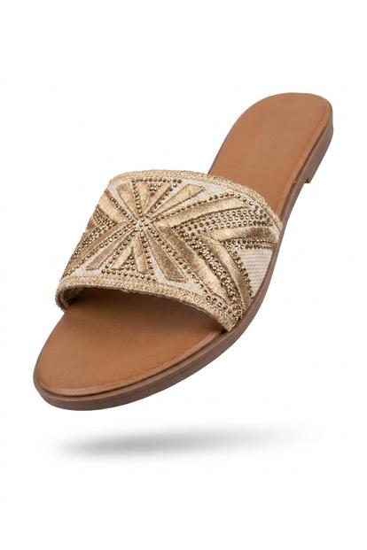 Black Octavia Geometric Woven Strap Sliders