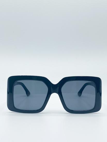 Black Oversized Plastic Frame Square Sunglasses