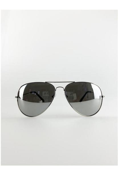 Metallic Silver Classic Pilot Aviator Sunglasses With Mirrored Lens
