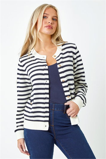 Petite Stripe Print Pocket Cardigan 16106560