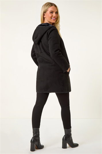 Petite Faux Sheepskin Reversible Hooded Coat 12032908