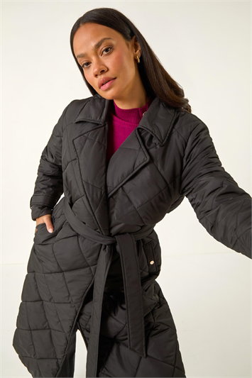 Dusk Chevron Wrap Quilted Puffer Coat 12042508