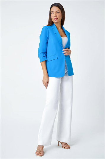 Ruched 3/4 Sleeve  Stretch Blazer 15017210