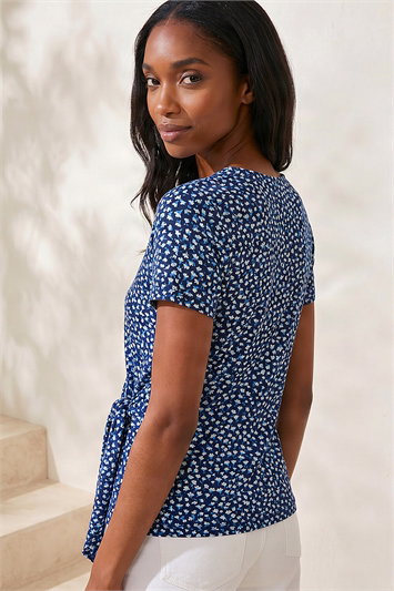 Petite Spot Print Tie Side Top 19494760