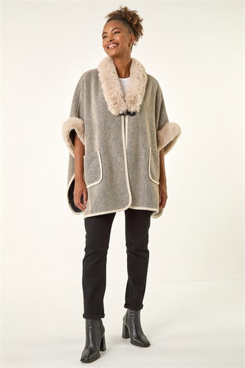 Faux Fur Pocket Poncho 16317844