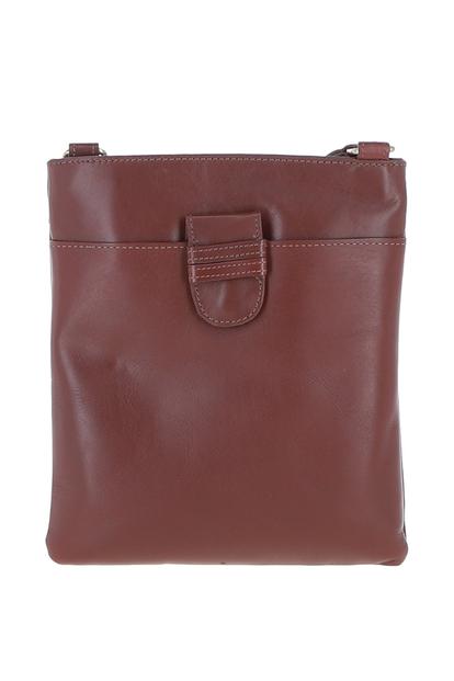 Black Zip Top Vegetable Tanned Real Leather Crossbody Bag