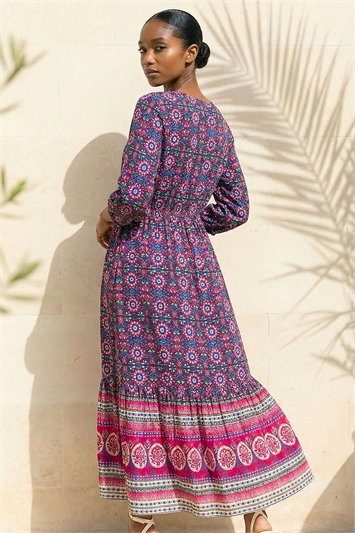 Petite Aztec Border Print Midi Dress 14873660