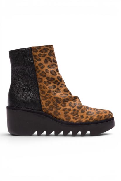 Black Womens Suede-Leather Ankle Boots-Baan537
