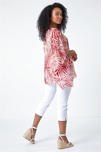 Petite Leaf Print Overlay Top 20176007