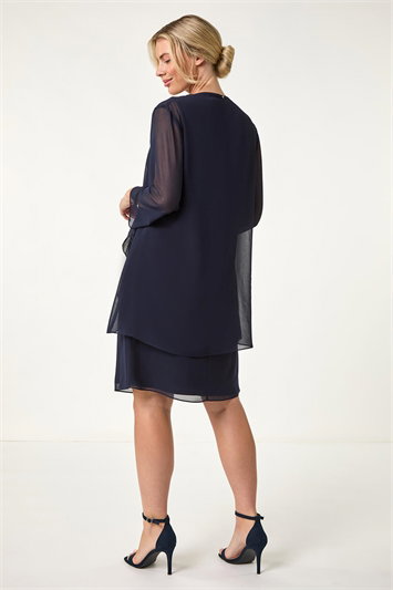 Petite 2 in 1 Neck Trim Shift Dress 14682160