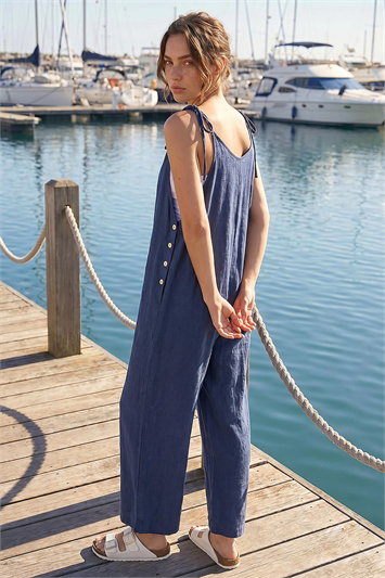 Petite Strappy Tie Button Jumpsuit 14883160