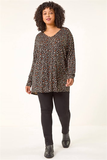 Curve Spotted V-Neck Stretch Top 19463008