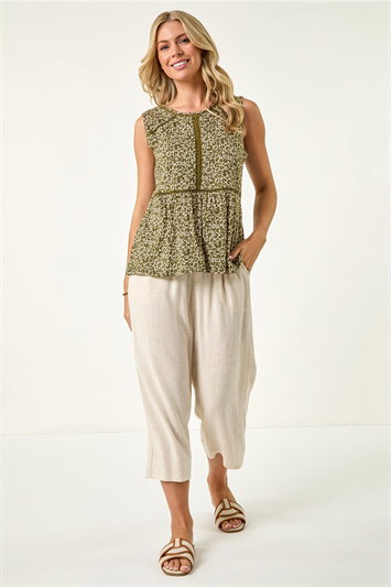 Petite Floral Print Trim Vest Top 19401540