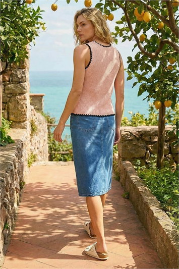 Sequin Tie Front Knit Vest 16328746