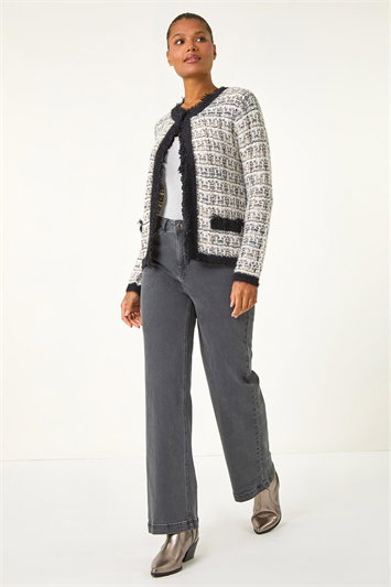 Textured Pattern Pocket Detail Cardigan 16119338