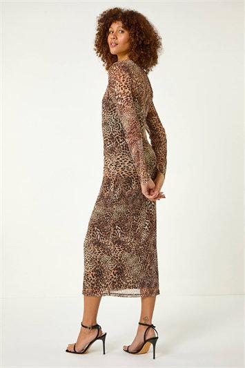 Leopard Mesh Maxi Stretch Dress 14693859