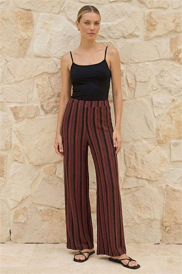 Brown Texture Stripe Stretch Trouser