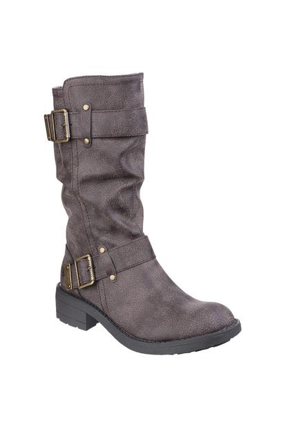 Brown Trumble Faux Leather Biker Boots