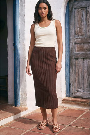 Textured Pencil Stretch Skirt 17077119