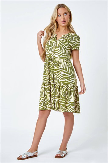 Petite Animal Print Tiered Skater Dress 14477140